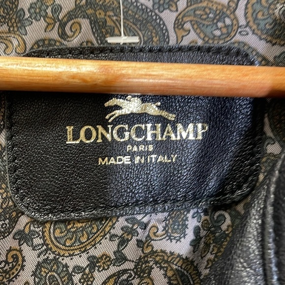 Longchamp Black Leather Bomber Jacket - Picture 3 of 12